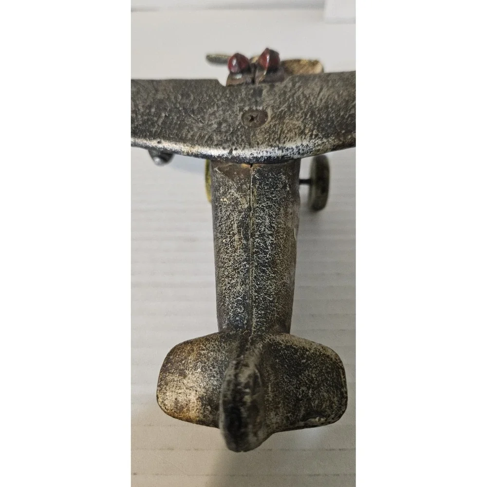 1930's 40's Vintage Toy Metal Cast Iron Propeller Plane Airplane Silver‎